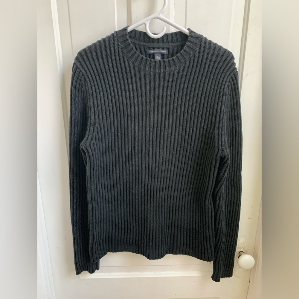 Banana Republic Vintage 2003 Black Knit Ribbed Fisherman Sweater Medium